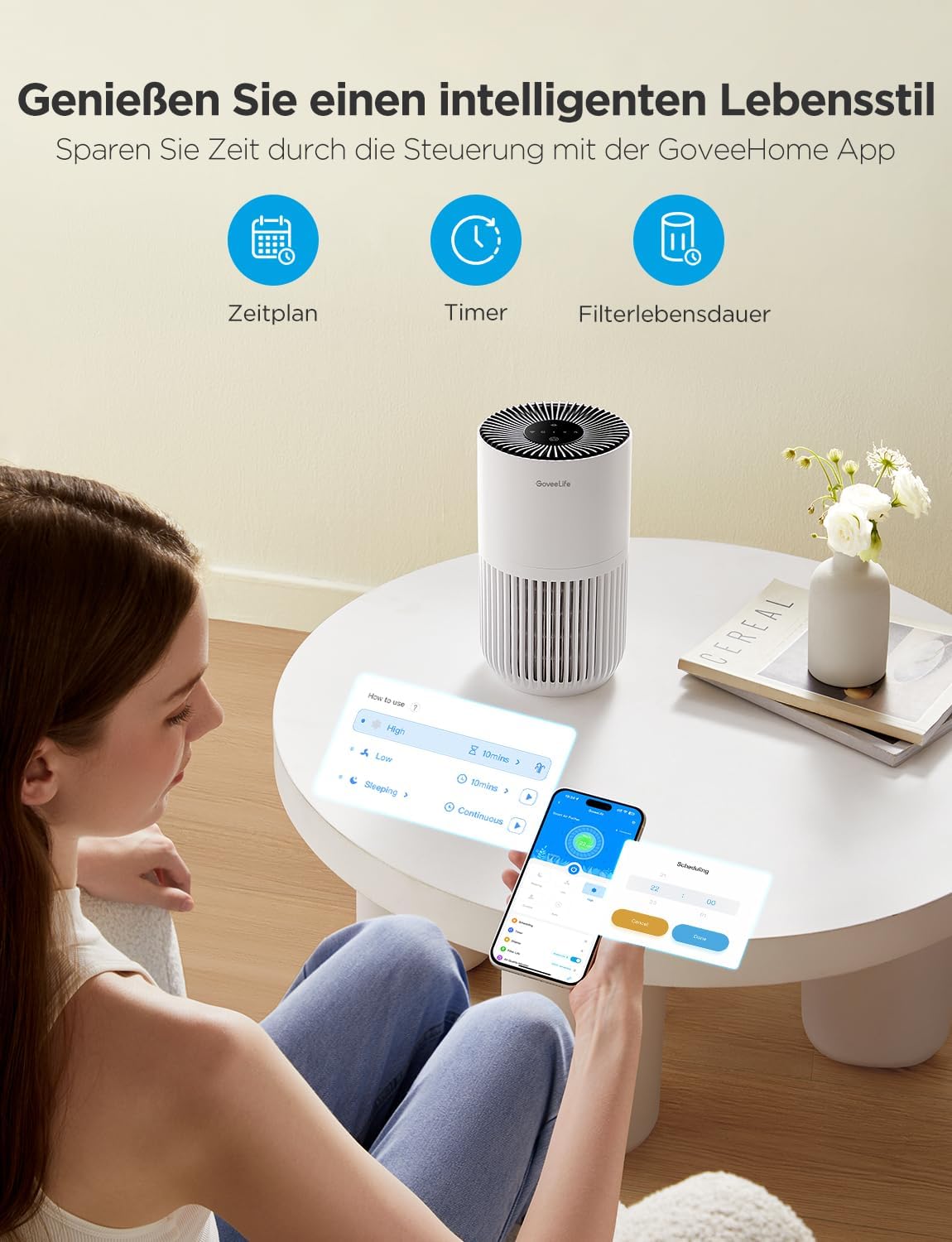 GoveeLife Mini Luftreiniger mit HEPA, App- & Alexa-Steuerung