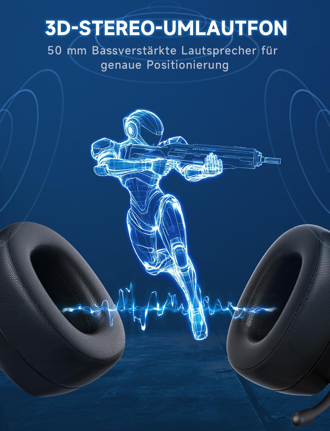 PS5 Gaming Headset kabellos 7.1, BT 5.3, 2.4GHz, 70h, RGB