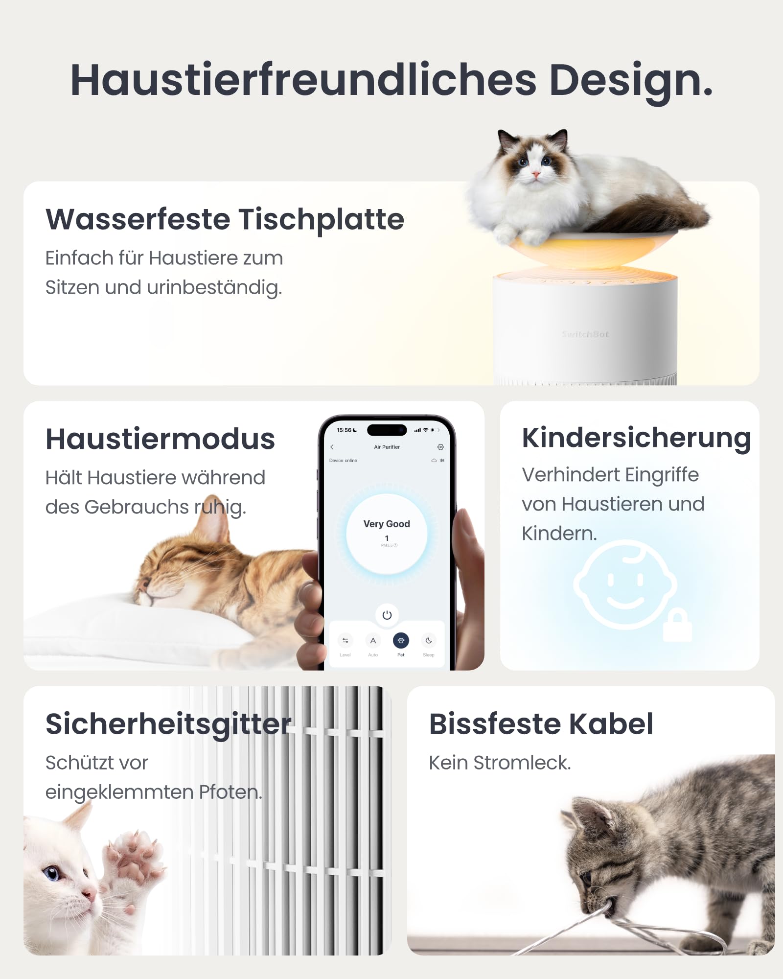 SwitchBot Luftreiniger 400 m³/h mit HEPA, App & Nachtlicht