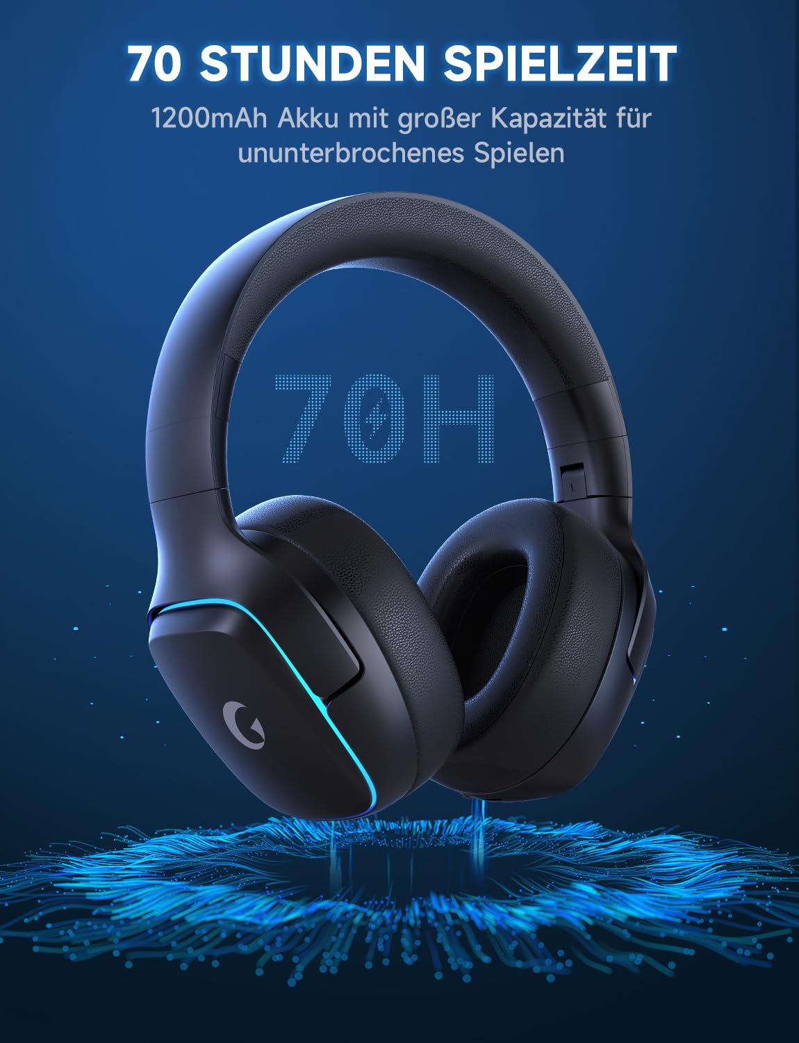 PS5 Gaming Headset kabellos 7.1, BT 5.3, 2.4GHz, 70h, RGB