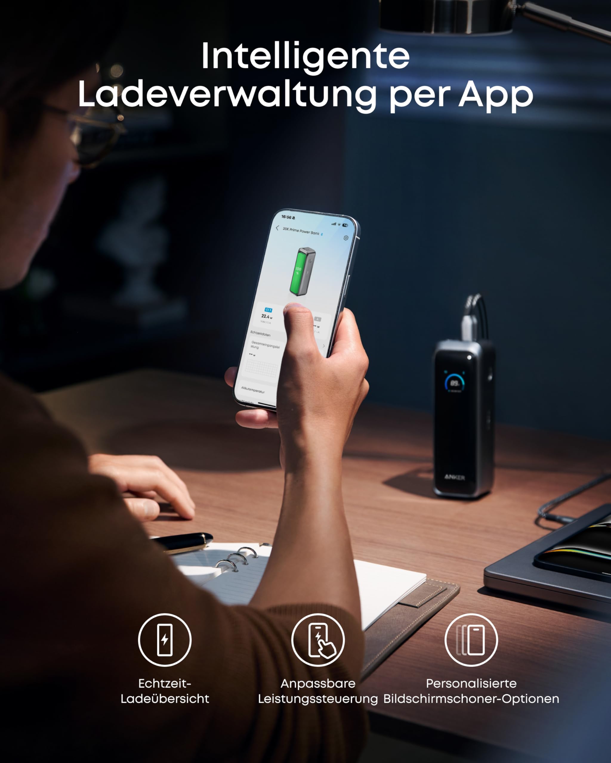 Anker Prime Powerbank 26.250 mAh, 300W, 3 Ports, USB-C & App