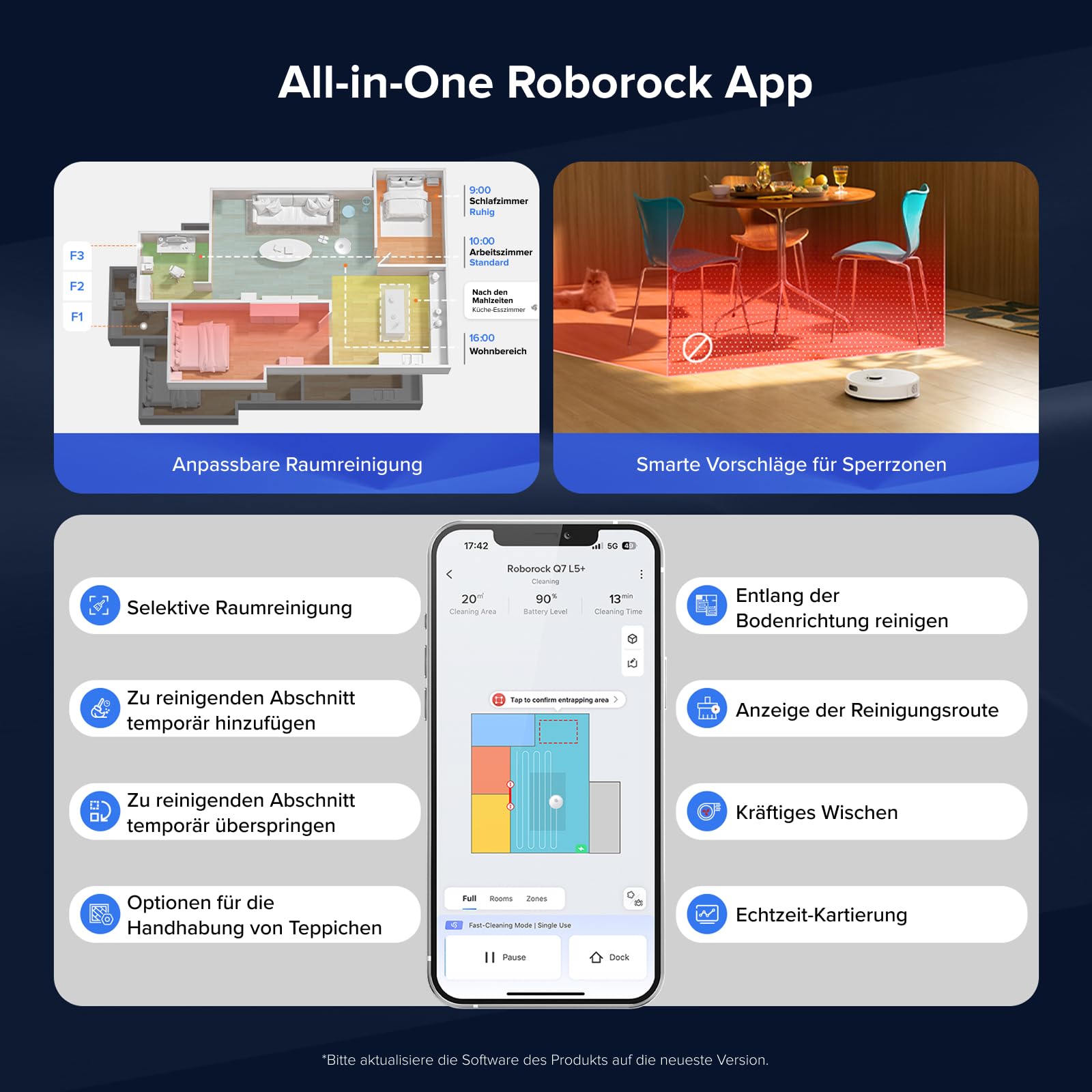 Roborock Q7 L5+ Set Absaugstation 8000Pa LiDAR Saug&Wisch Schwarz