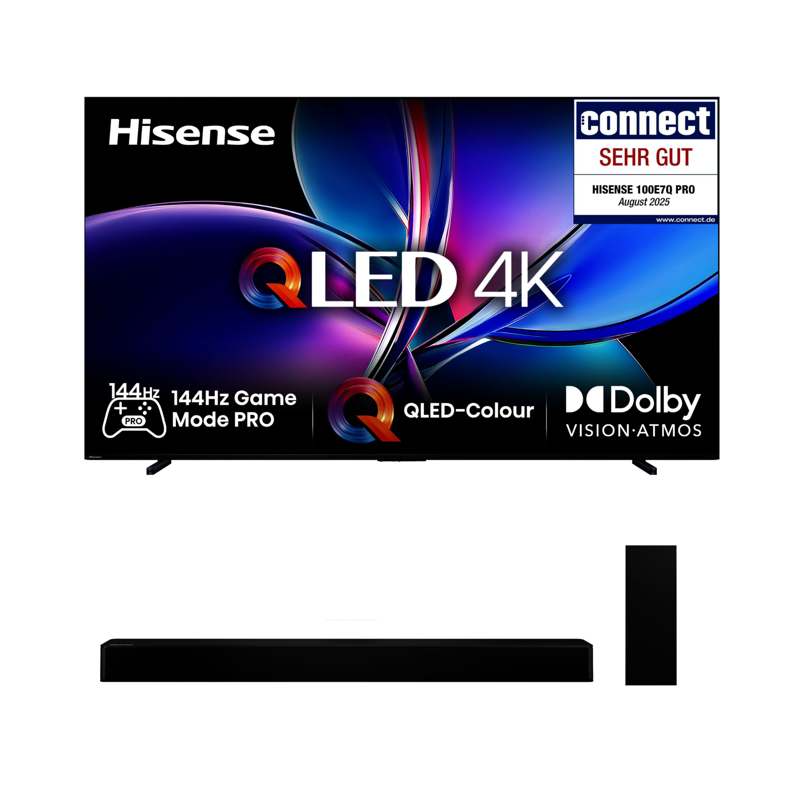 Hisense 55E7Q PRO 55 Zoll 4K QLED TV, 144Hz Game Mode Pro, Dolby Vision IQ