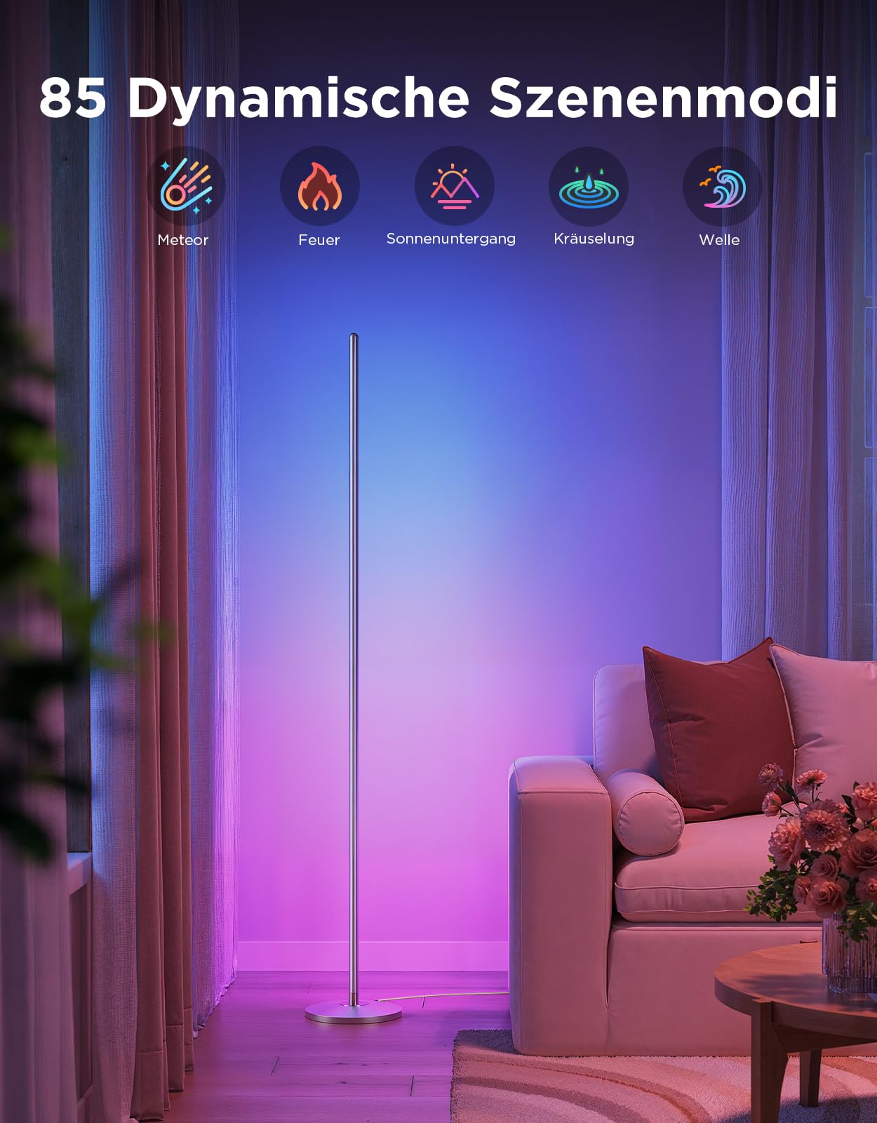 Govee RGBIC LED Stehlampe, WLAN, dimmbar, Alexa, Gaming Zimmer