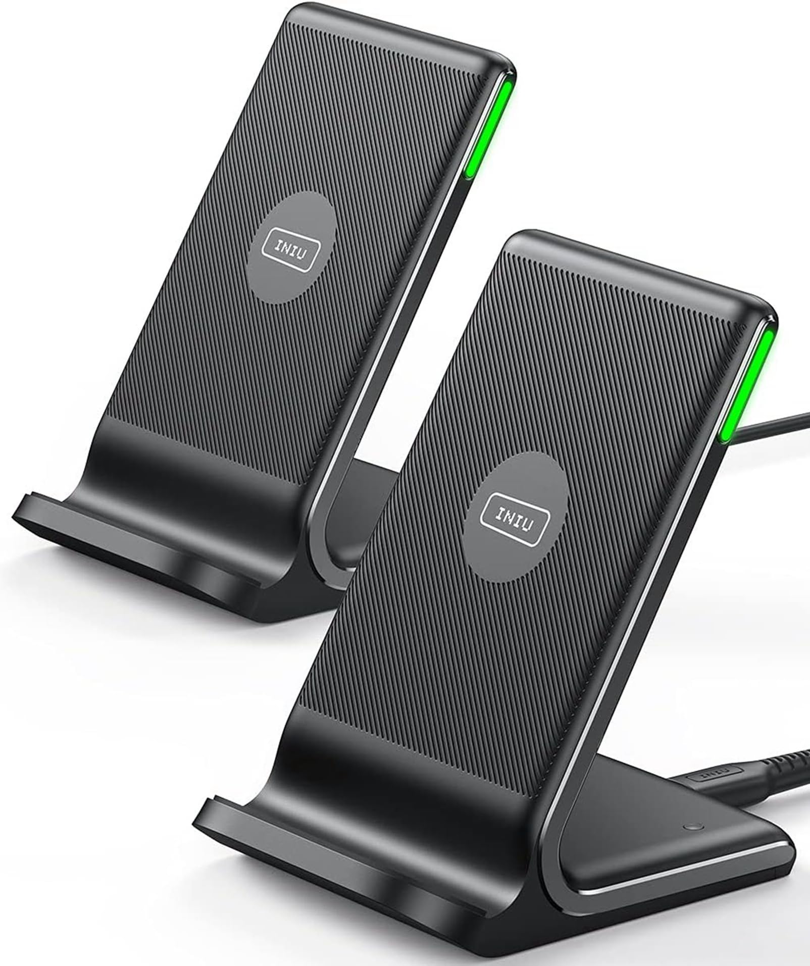 INIU 15W Qi Wireless Charger – Induktive Ladestation & Handy-Stand (USB-C, Schwarz)