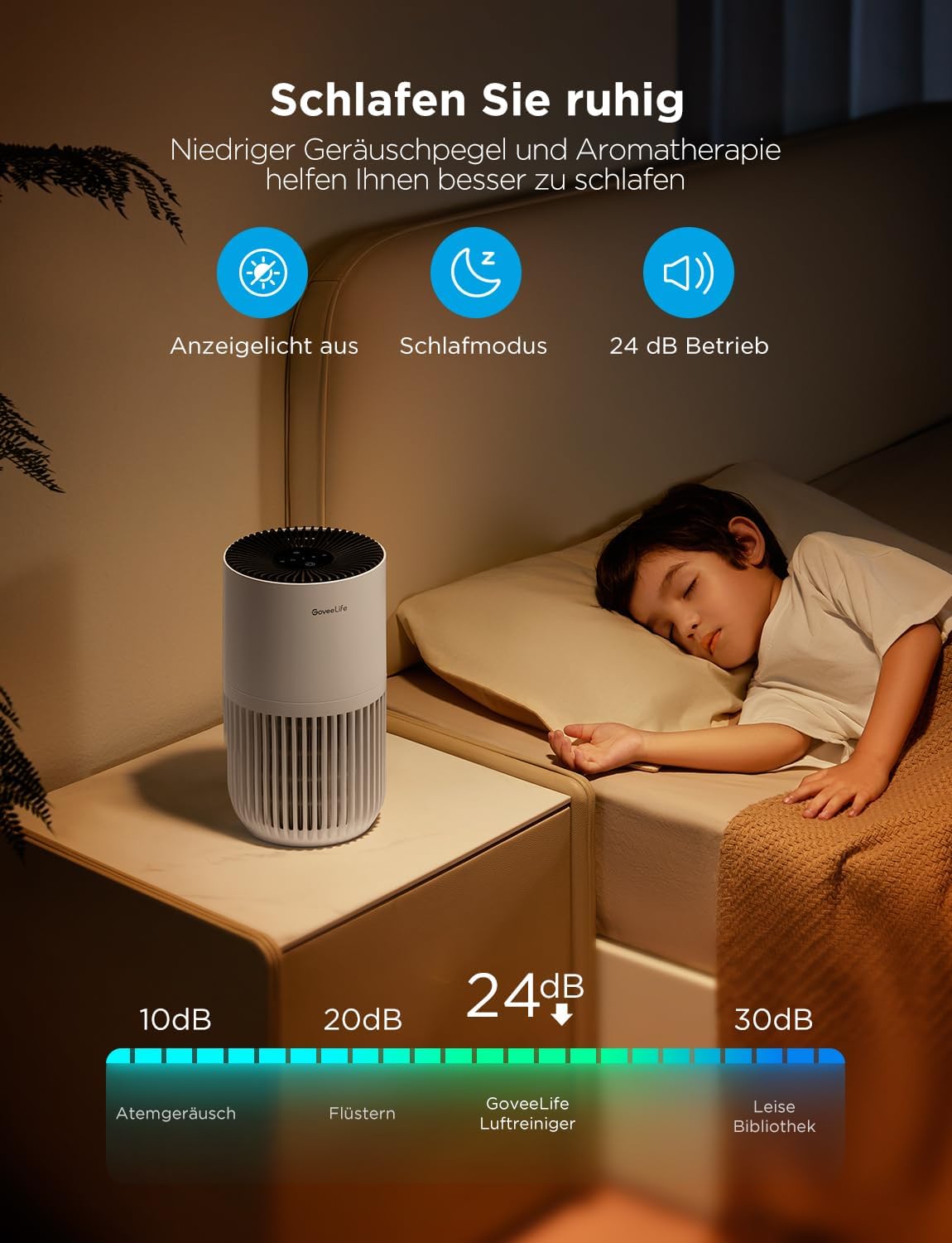 GoveeLife Mini Luftreiniger mit HEPA, App- & Alexa-Steuerung