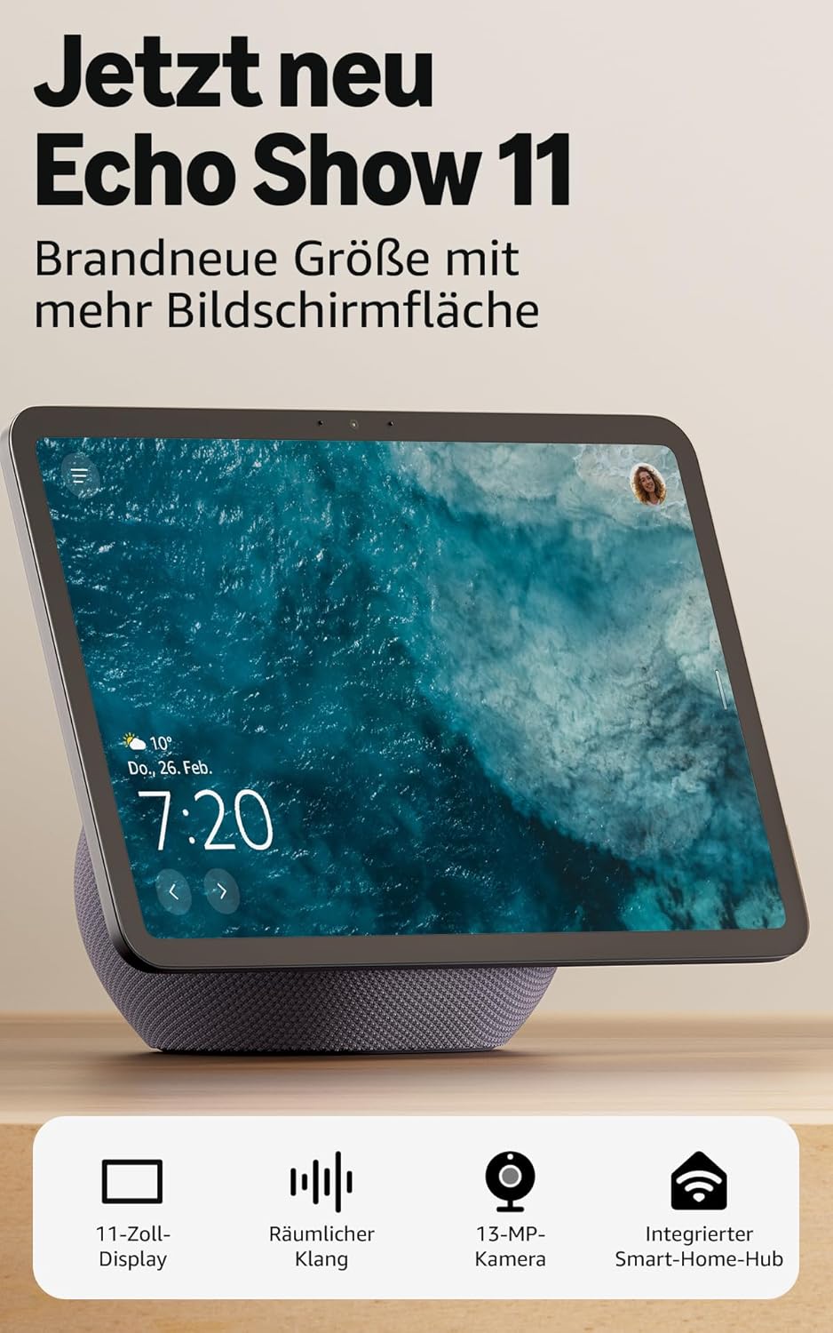 Amazon Echo Show 8 (neueste Gen), 8,7" HD-Display mit Raumklang & Alexa, Graphit