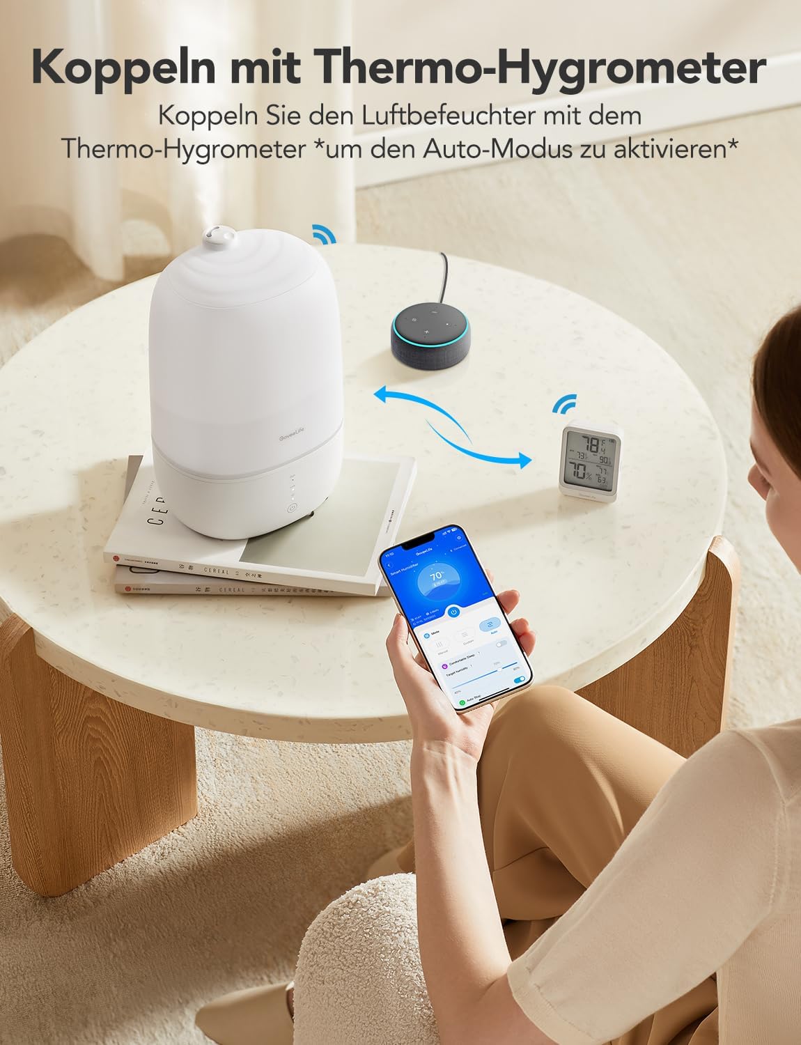 GoveeLife Smart Luftbefeuchter 3L, leise, Nachtlicht, Schlafzimmer