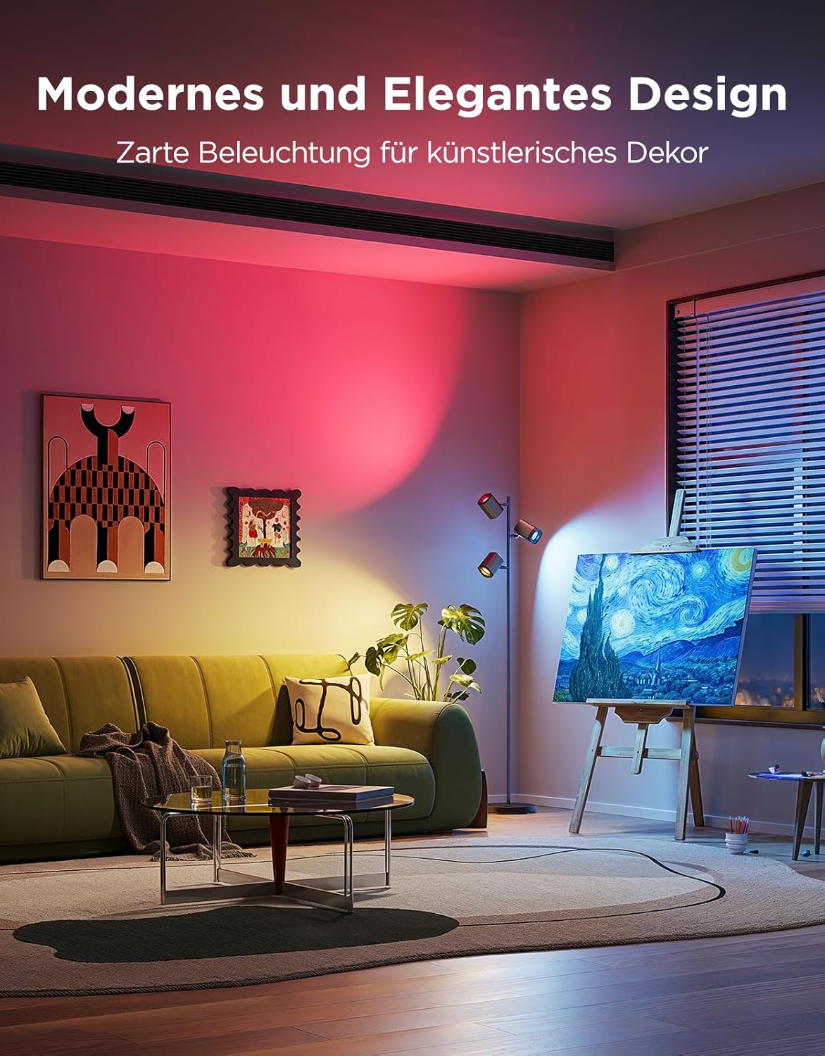 Govee 3-Flammen LED Stehlampe, RGBWW, 1500 lm, Alexa, Wohnzimmer