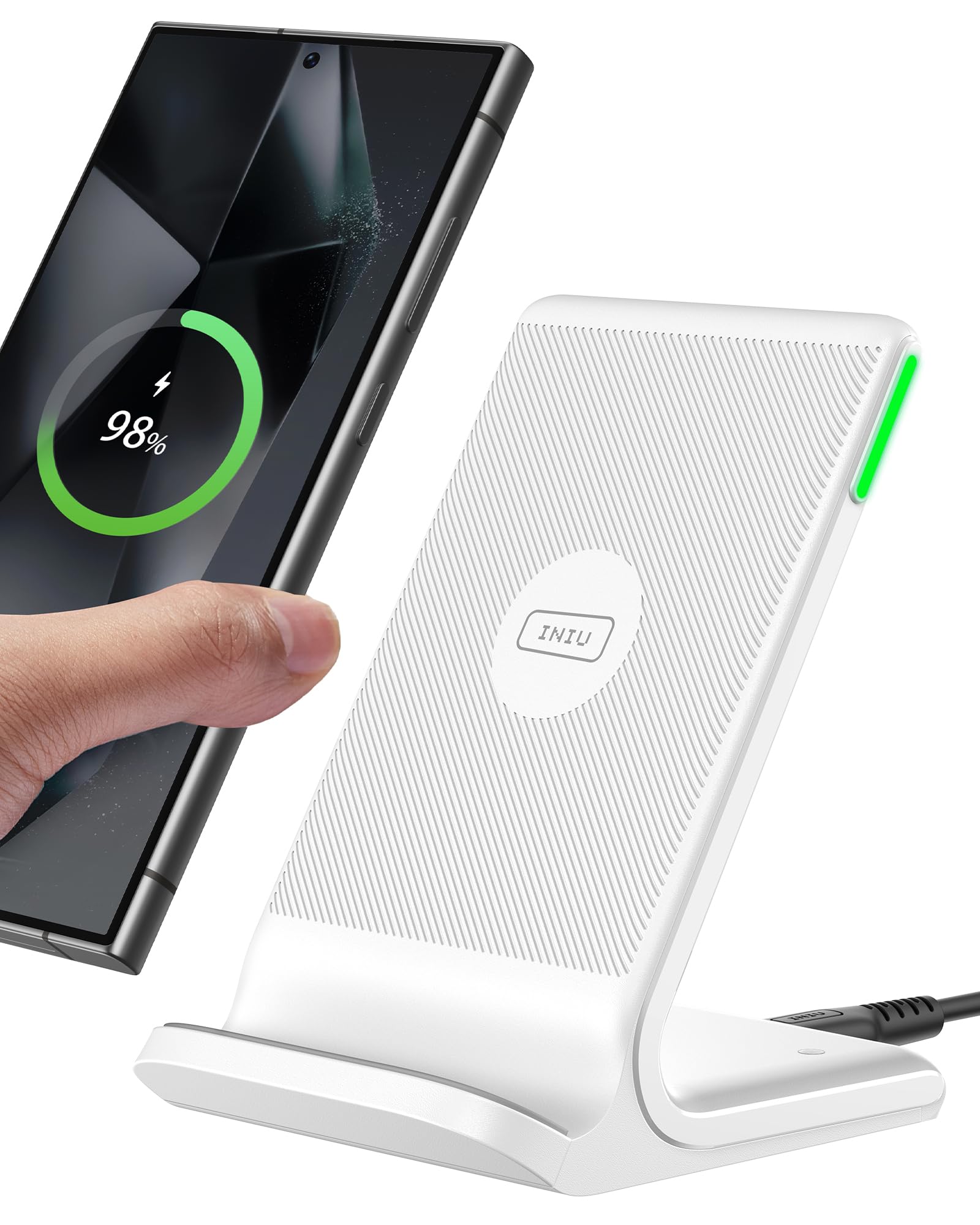 INIU 15W Qi Wireless Charger – Induktive Ladestation & Handy-Stand (USB-C, Schwarz)