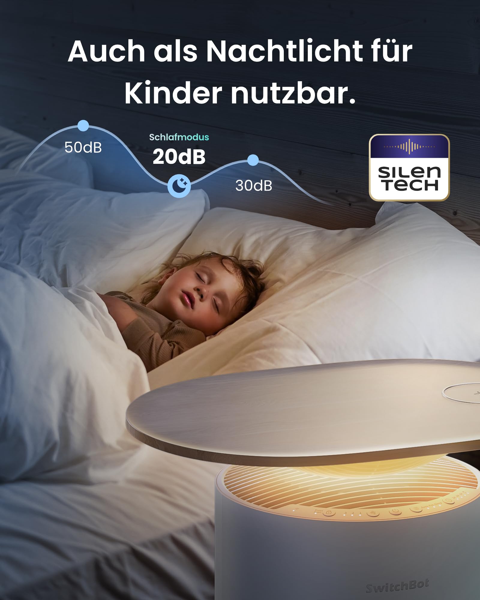 SwitchBot Luftreiniger 400 m³/h mit HEPA, App & Nachtlicht