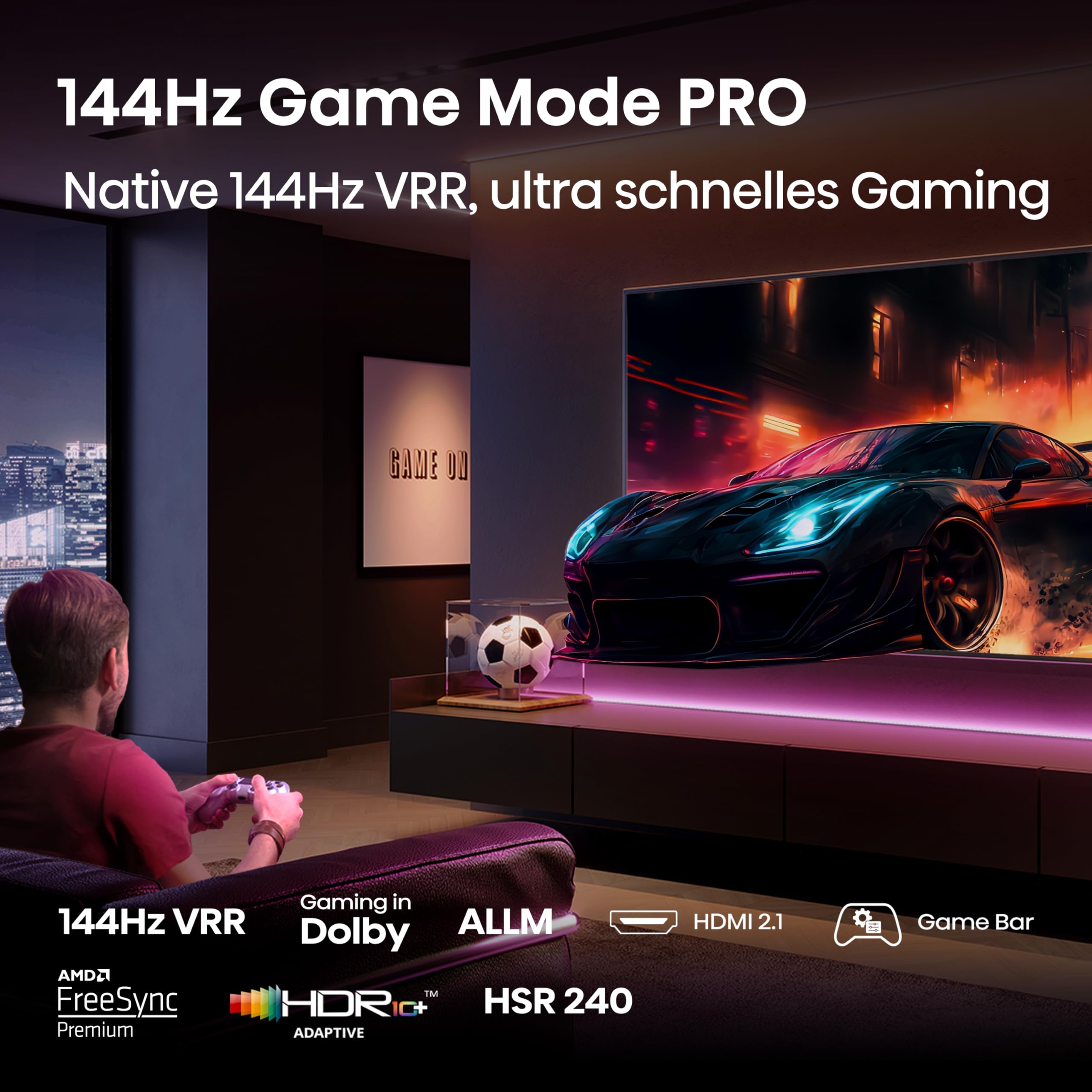 Hisense 55E7Q PRO 55 Zoll 4K QLED TV, 144Hz Game Mode Pro, Dolby Vision IQ