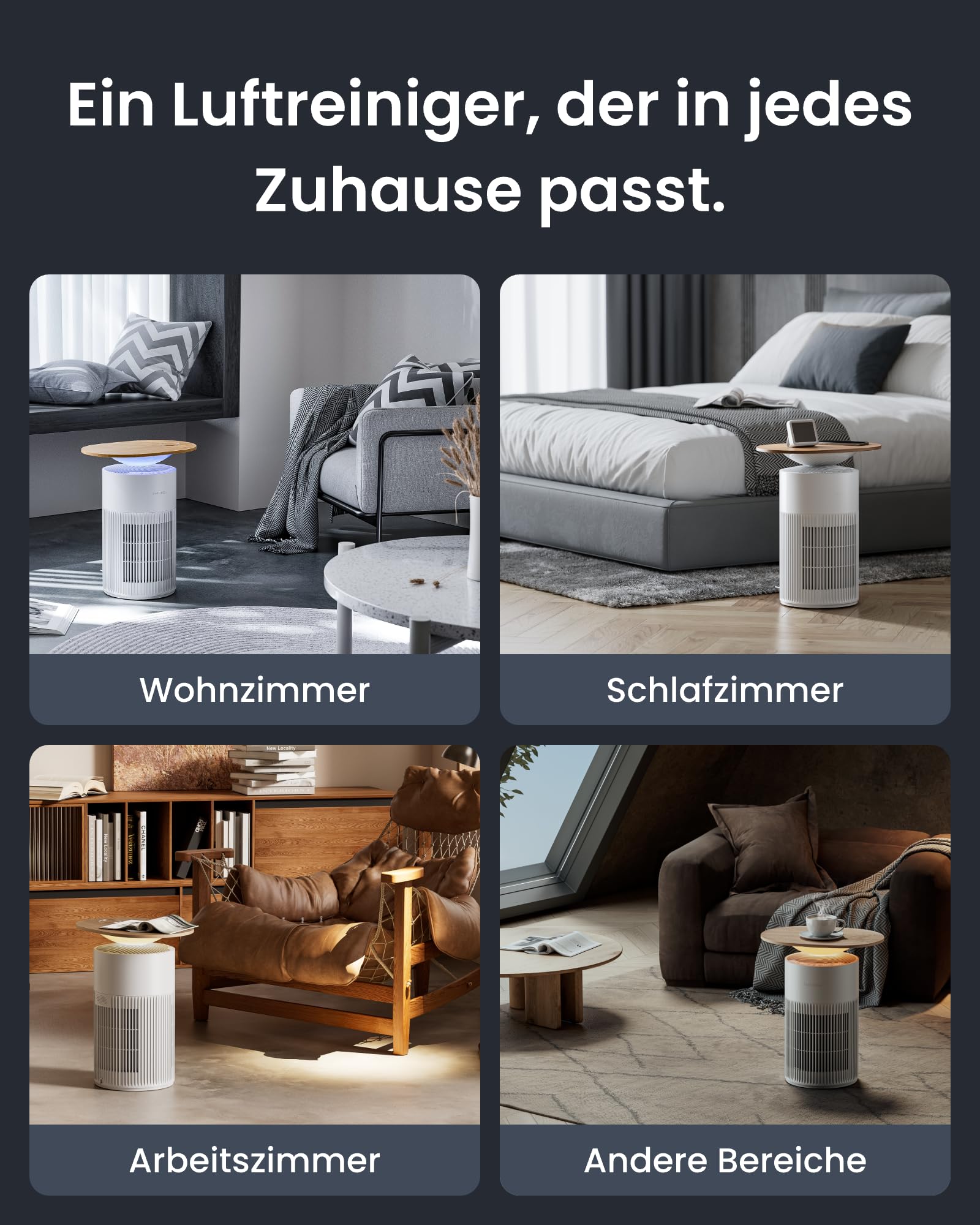 SwitchBot Luftreiniger 400 m³/h mit HEPA, App & Nachtlicht