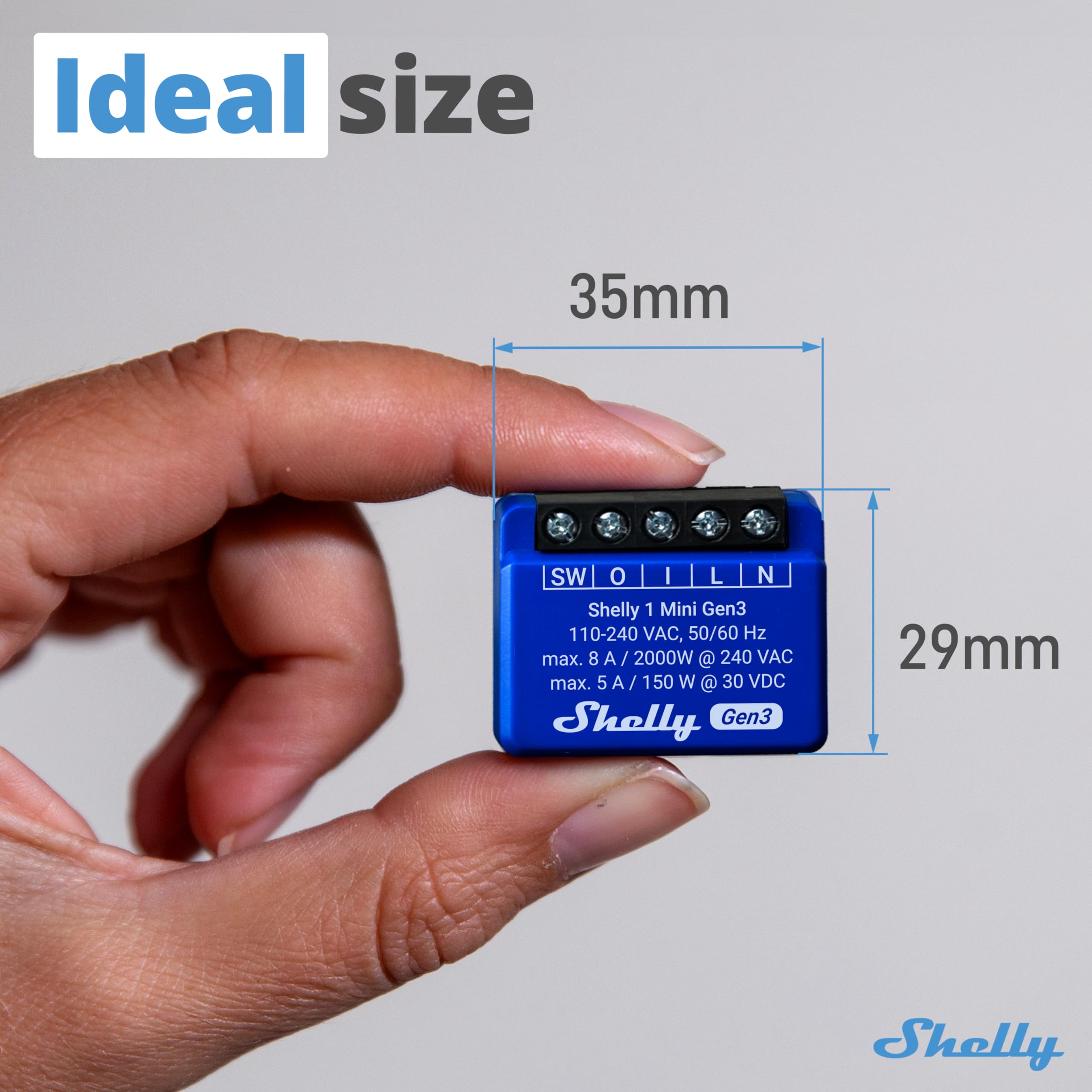 Shelly 1 Mini Gen3 WLAN Relais, 1 Kanal 8A, potenzialfrei