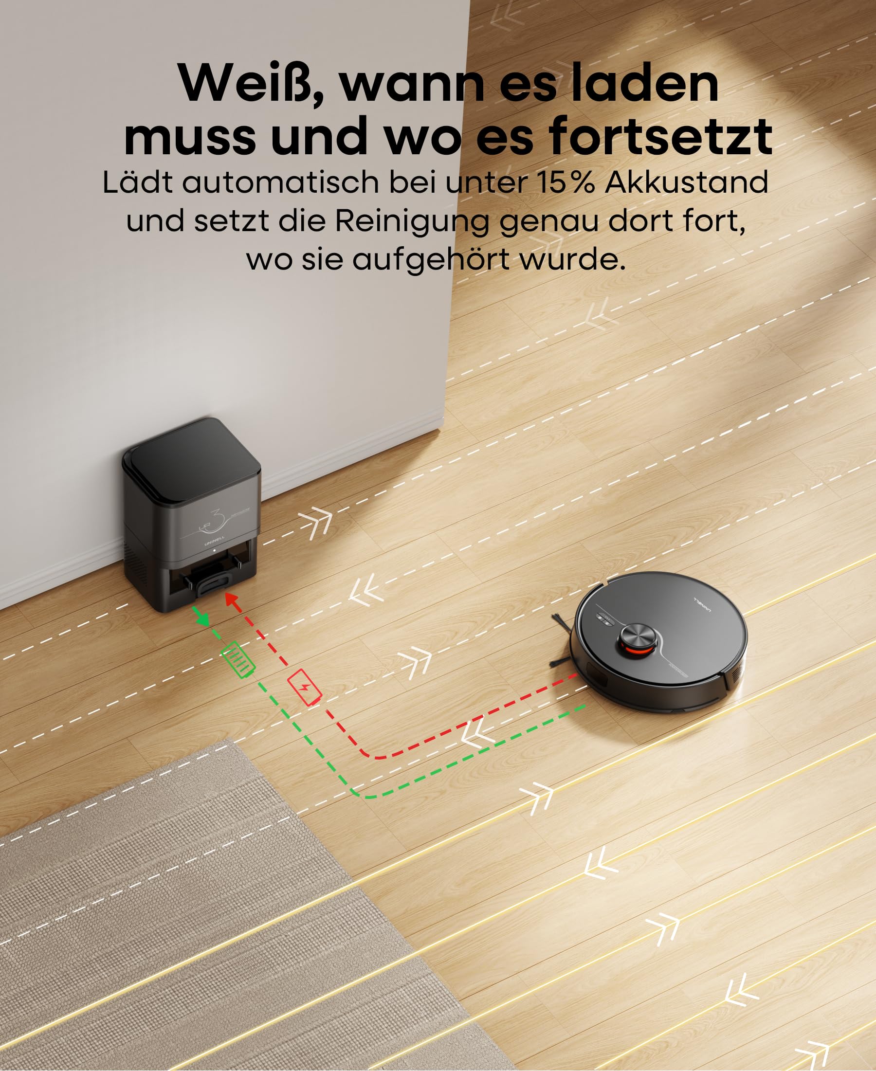 Uninell UR3 Saug-/Wischroboter mit Absaugstation 3,5L 5000Pa LiDAR