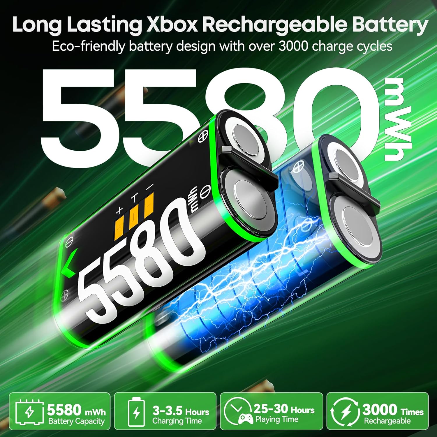 OIVO Xbox Controller Ladestation mit 2× 5580mWh Akkus One/Series X|S