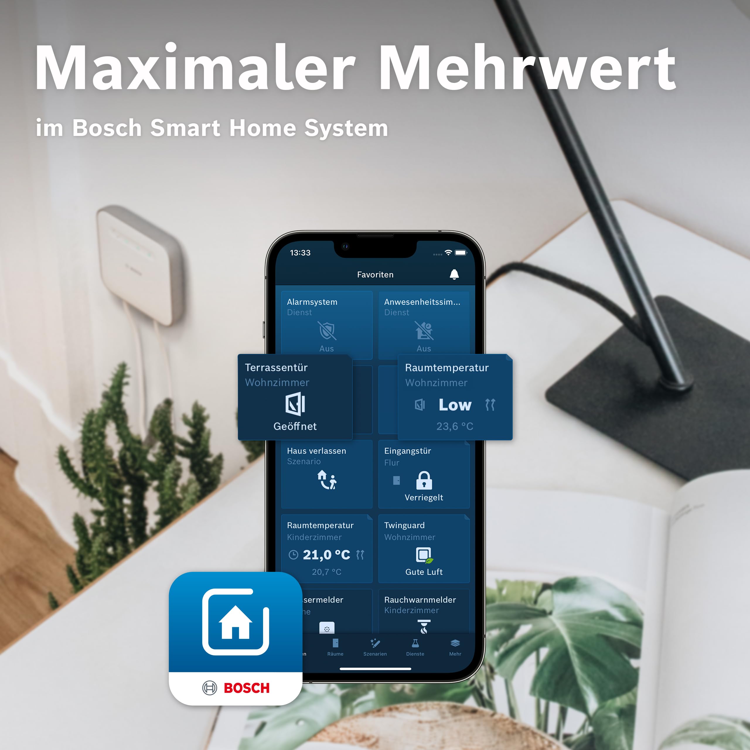 Bosch Smart Home Tür-/Fensterkontakt II 3er-Set – Smarter Tür- & Fenster­sensor
