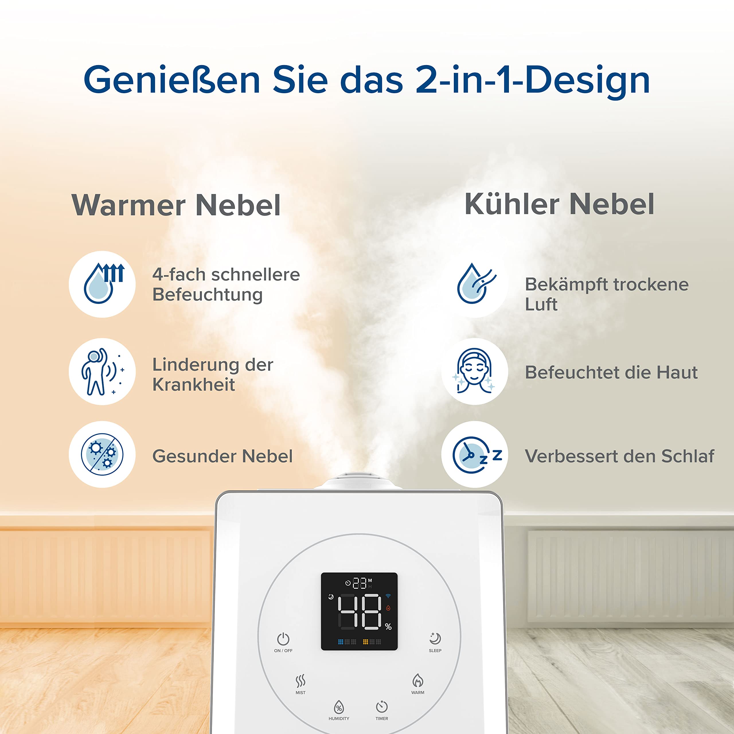 Levoit 6L Smart Luftbefeuchter Warm- & Kaltnebel mit App
