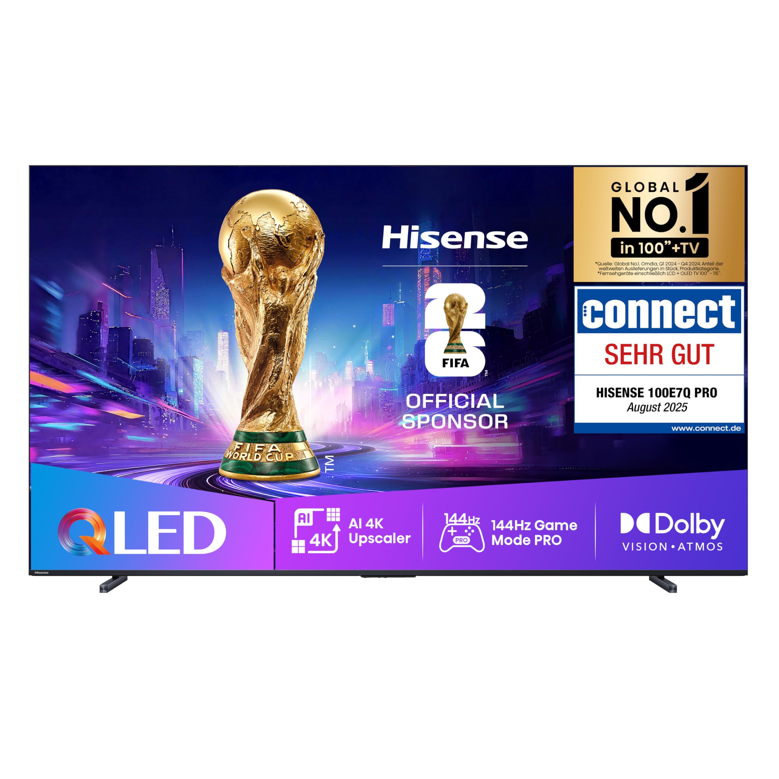 Hisense 55E7Q PRO 55 Zoll 4K QLED TV, 144Hz Game Mode Pro, Dolby Vision IQ