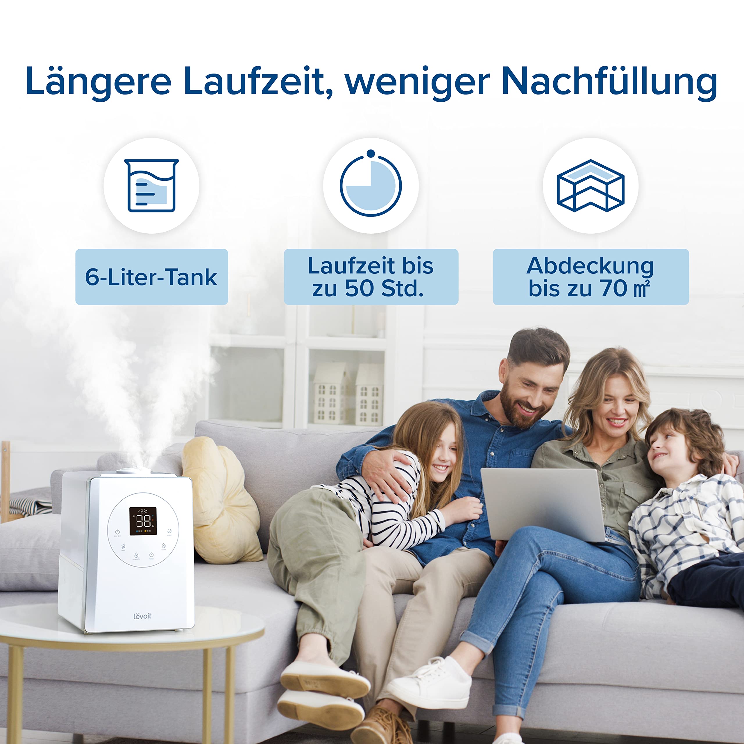 Levoit 6L Smart Luftbefeuchter Warm- & Kaltnebel mit App