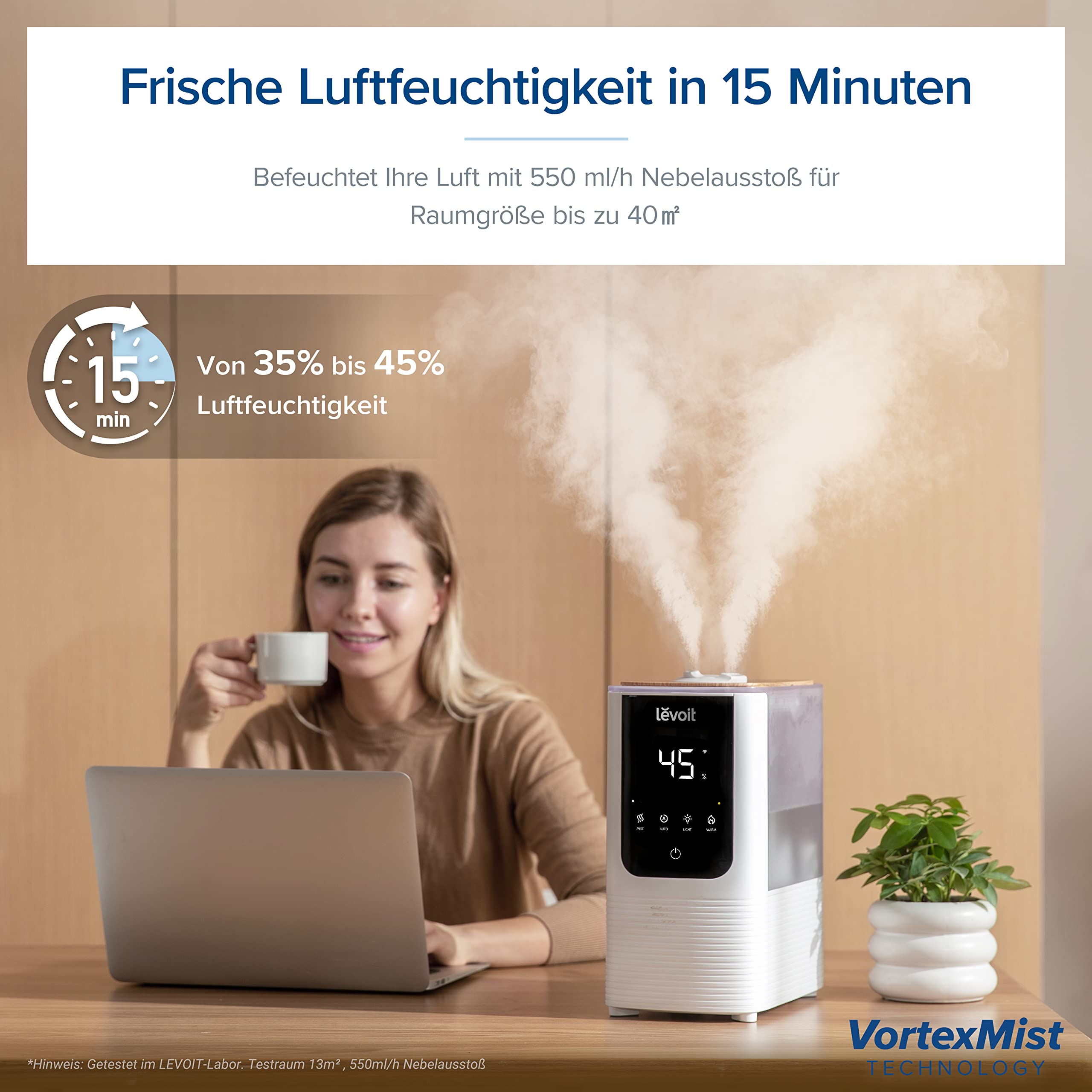 Levoit 6L Smart Luftbefeuchter Warm- & Kaltnebel mit App