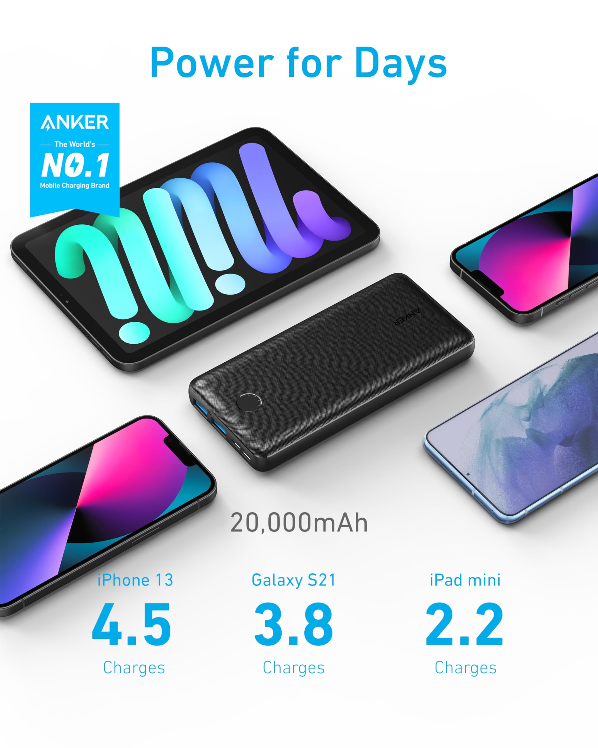 Anker 325 Powerbank 20.000 mAh, PowerIQ, 2x USB-A, USB-C Input