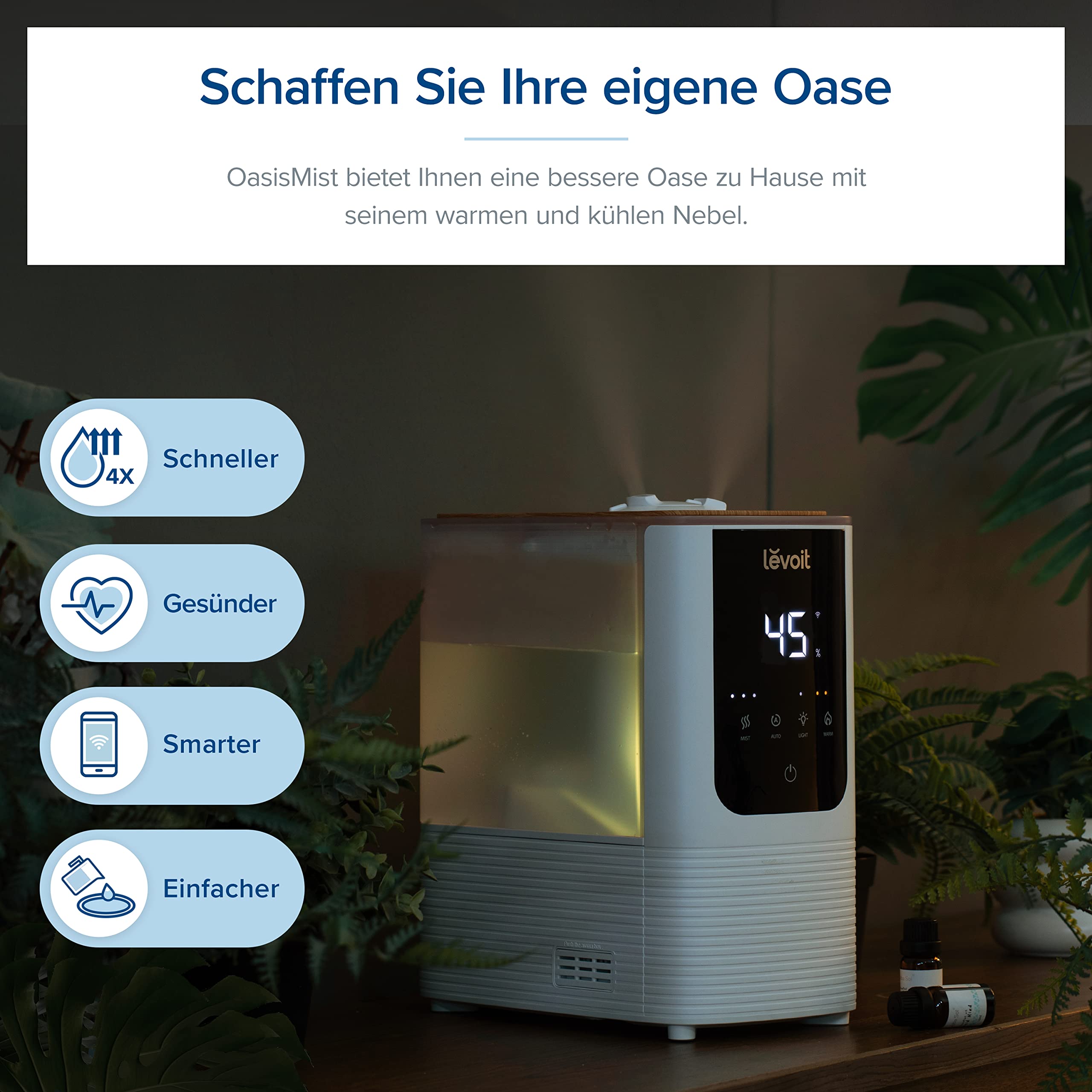 Levoit 6L Smart Luftbefeuchter Warm- & Kaltnebel mit App