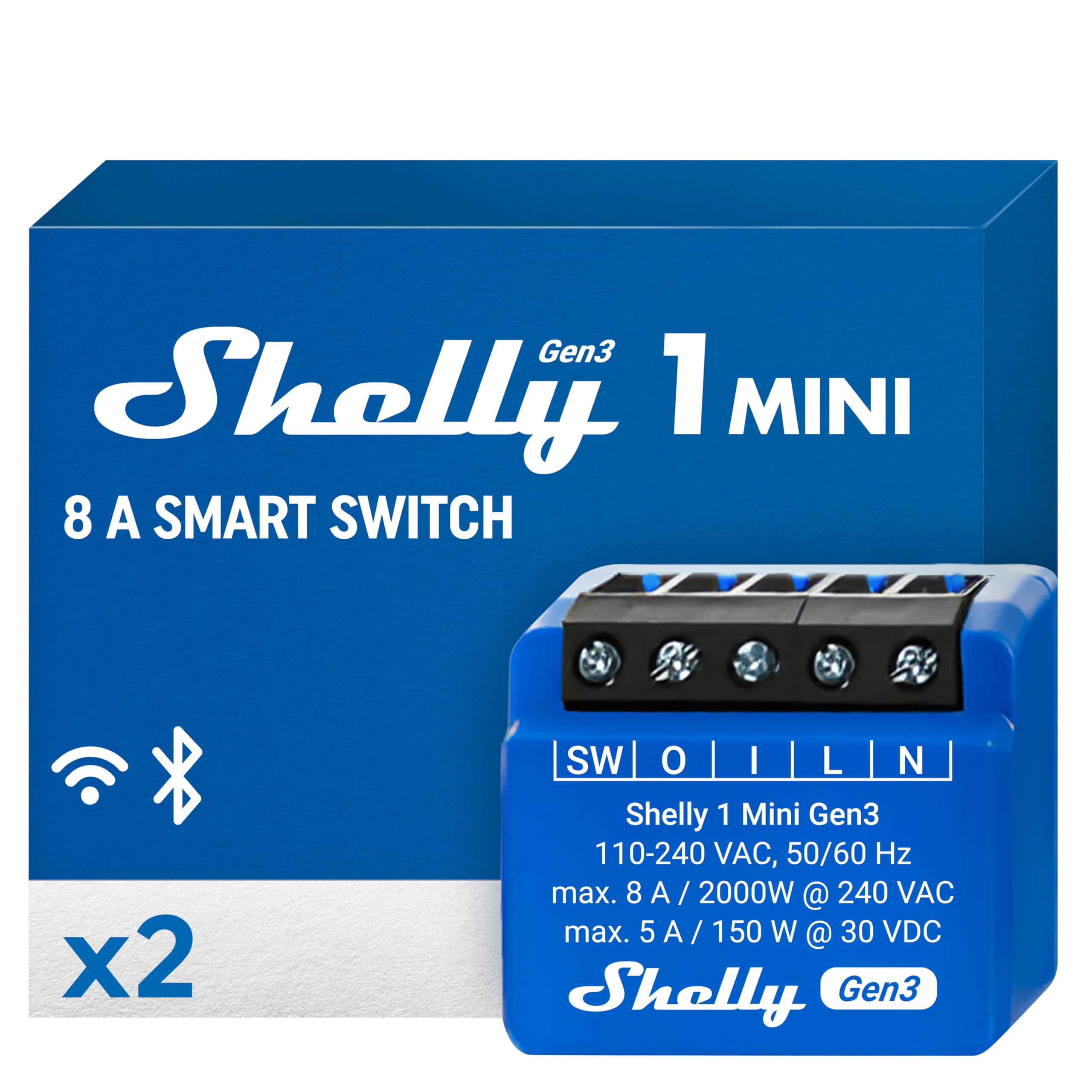 Shelly 1 Mini Gen3 WLAN Relais, 1 Kanal 8A, potenzialfrei