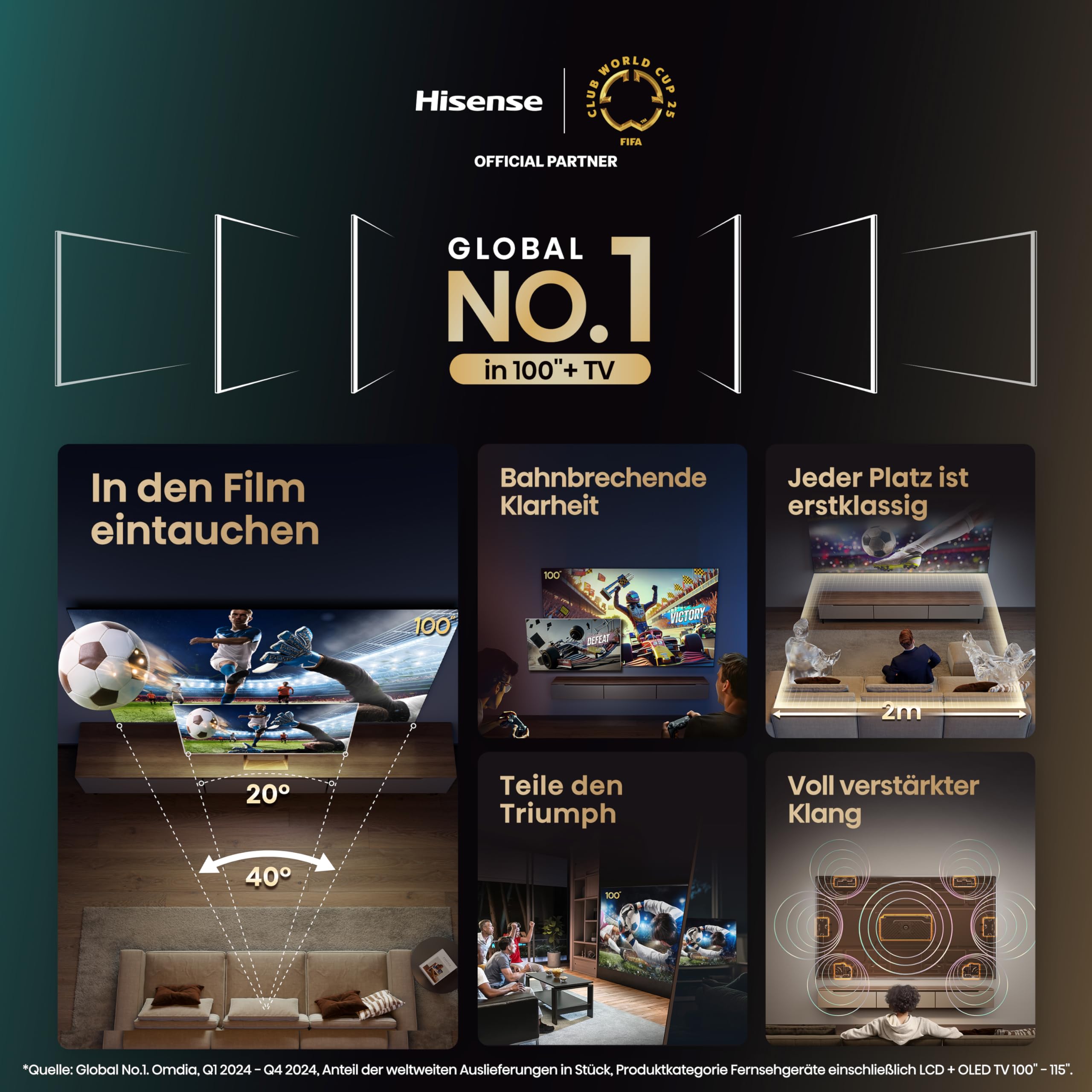 Hisense 55E7Q PRO 55 Zoll 4K QLED TV, 144Hz Game Mode Pro, Dolby Vision IQ