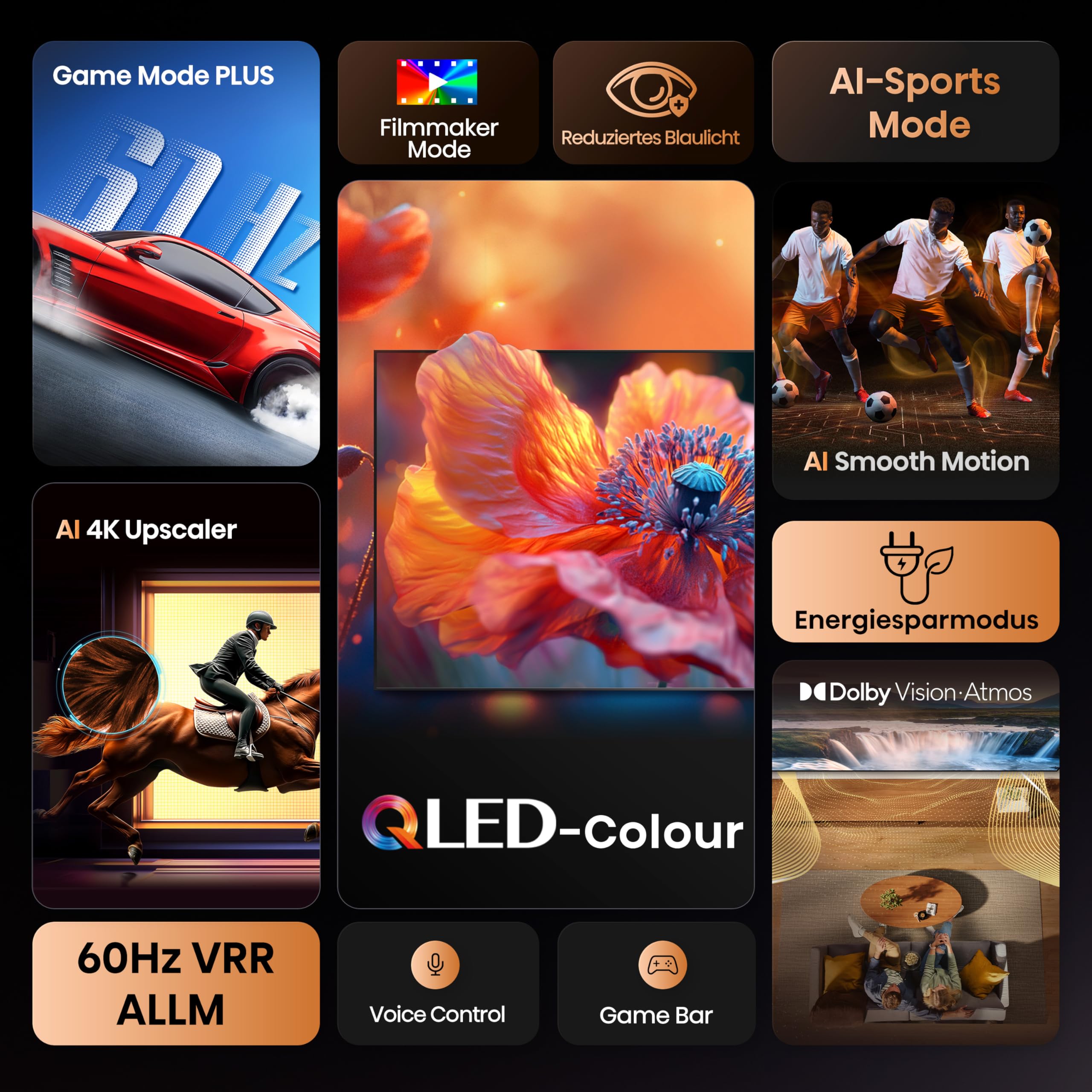 Hisense 55E7Q PRO 55 Zoll 4K QLED TV, 144Hz Game Mode Pro, Dolby Vision IQ