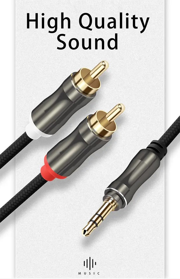 Premium Aux zu Cinch Kabel 3,5mm Klinke Audio 2x Cinch RCA Stecker auf Klinke