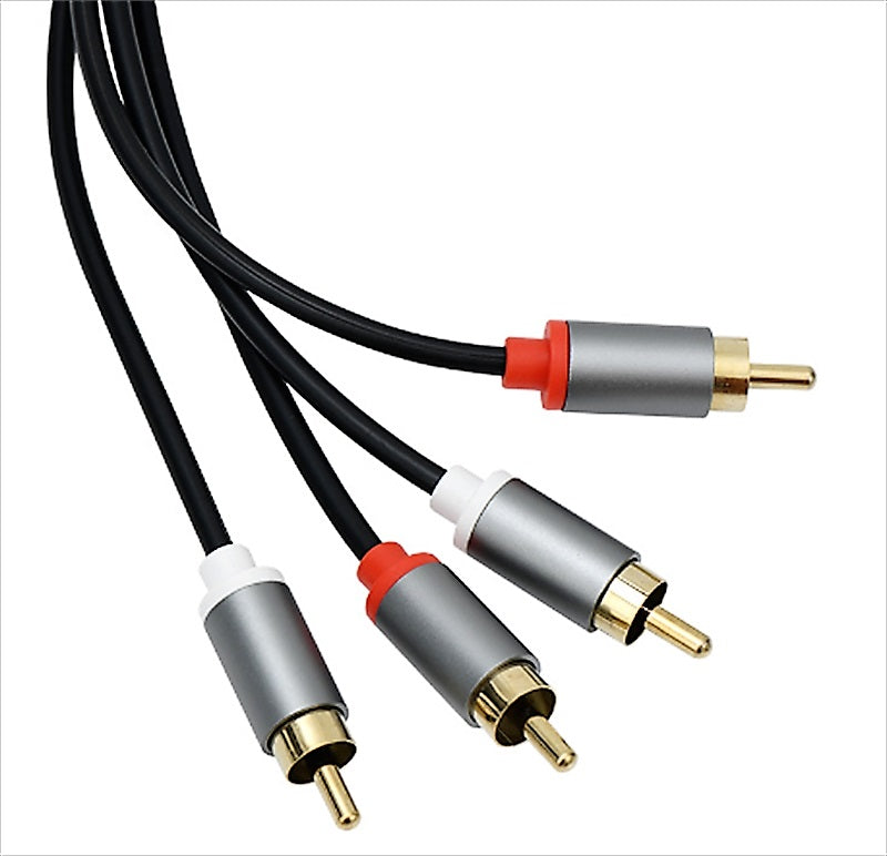 Premium Cinch Kabel Audio AUX 2 Stecker RCA Stereo HiFi Vergoldet Nylon oder TPE