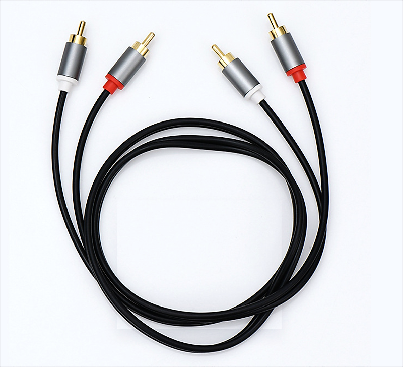 Premium Cinch Kabel Audio AUX 2 Stecker RCA Stereo HiFi Vergoldet Nylon oder TPE