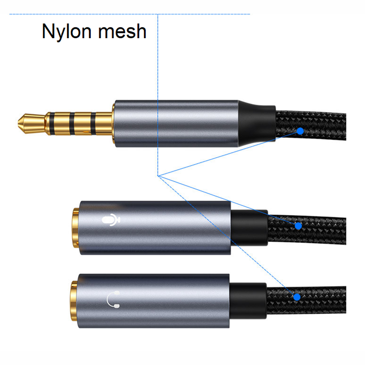 Audio Splitter Kabel Adapter 1/2 Headset 3.5mm Klinke Stecker 2 Buchse Mikrofon