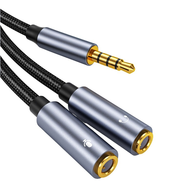 Audio Splitter Kabel Adapter 1/2 Headset 3.5mm Klinke Stecker 2 Buchse Mikrofon