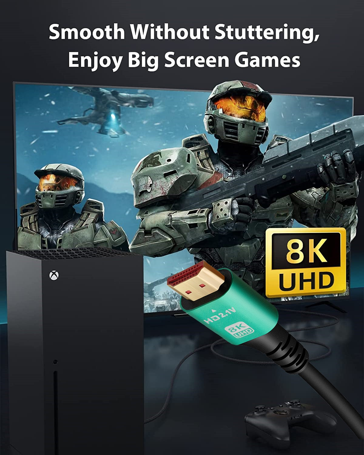 HDMI Kabel 8K HDMI 2.1 UHD 48 Gbit/s eARC 8K@60Hz 4K@120Hz vergoldet