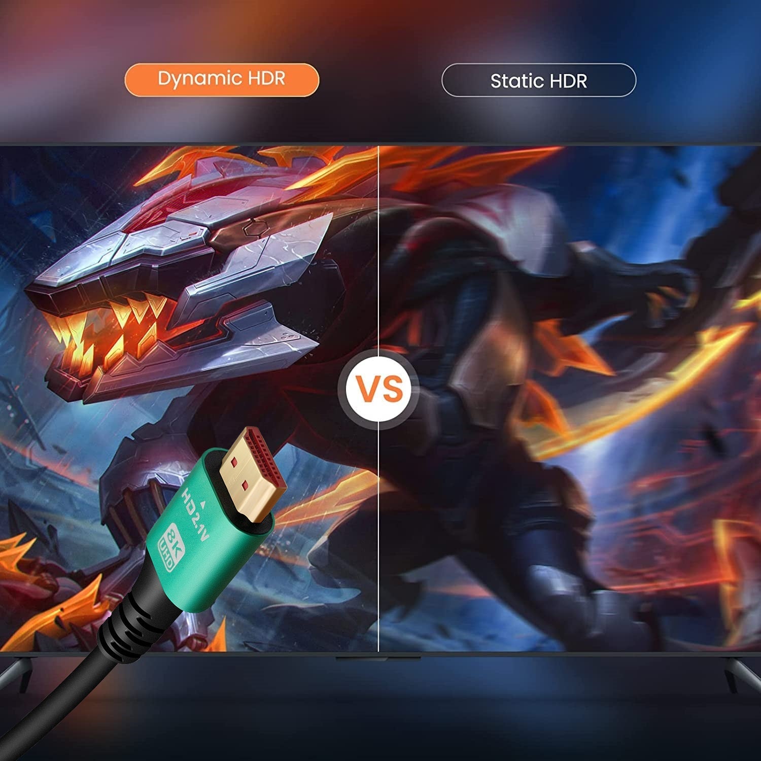 HDMI Kabel 8K HDMI 2.1 UHD 48 Gbit/s eARC 8K@60Hz 4K@120Hz vergoldet