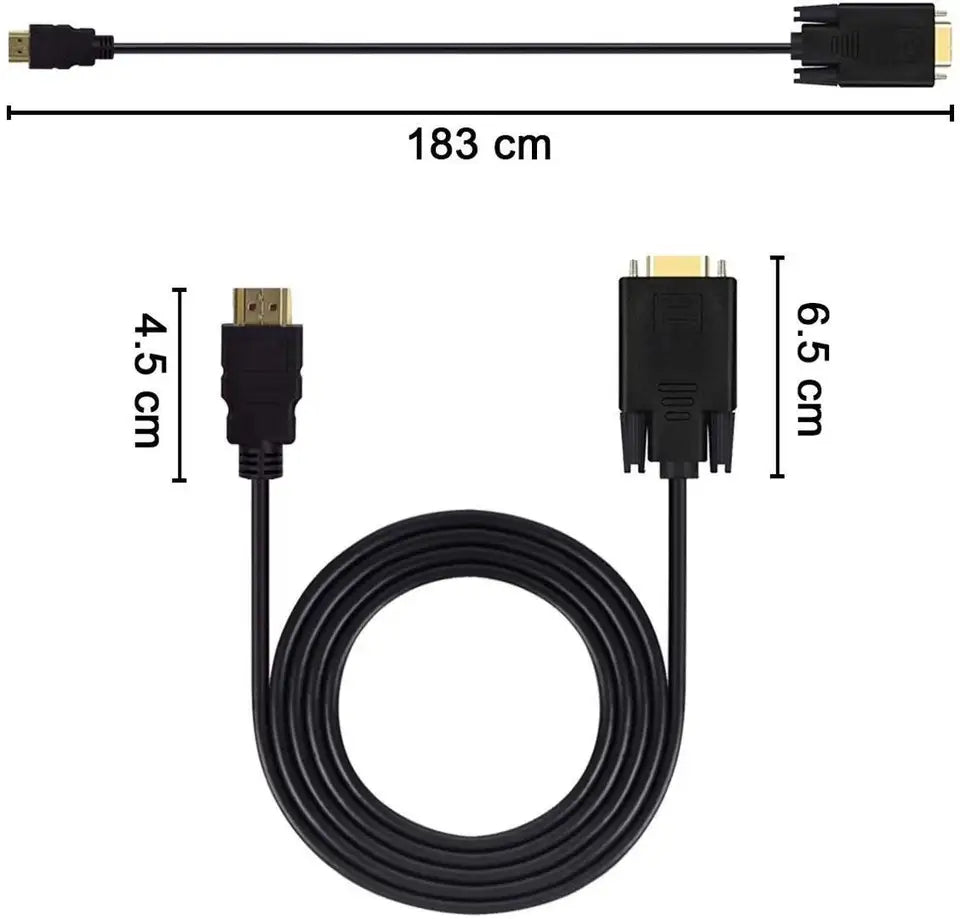 HDMI Stecker zu VGA Stecker Kabel Konverter Full HD 1080p 1,8 m vergoldet