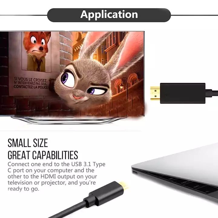 USB-C-Stecker auf HDMI-Stecker Kabel 1,8 m 4K@30Hz USB-C 3.1 vergoldet