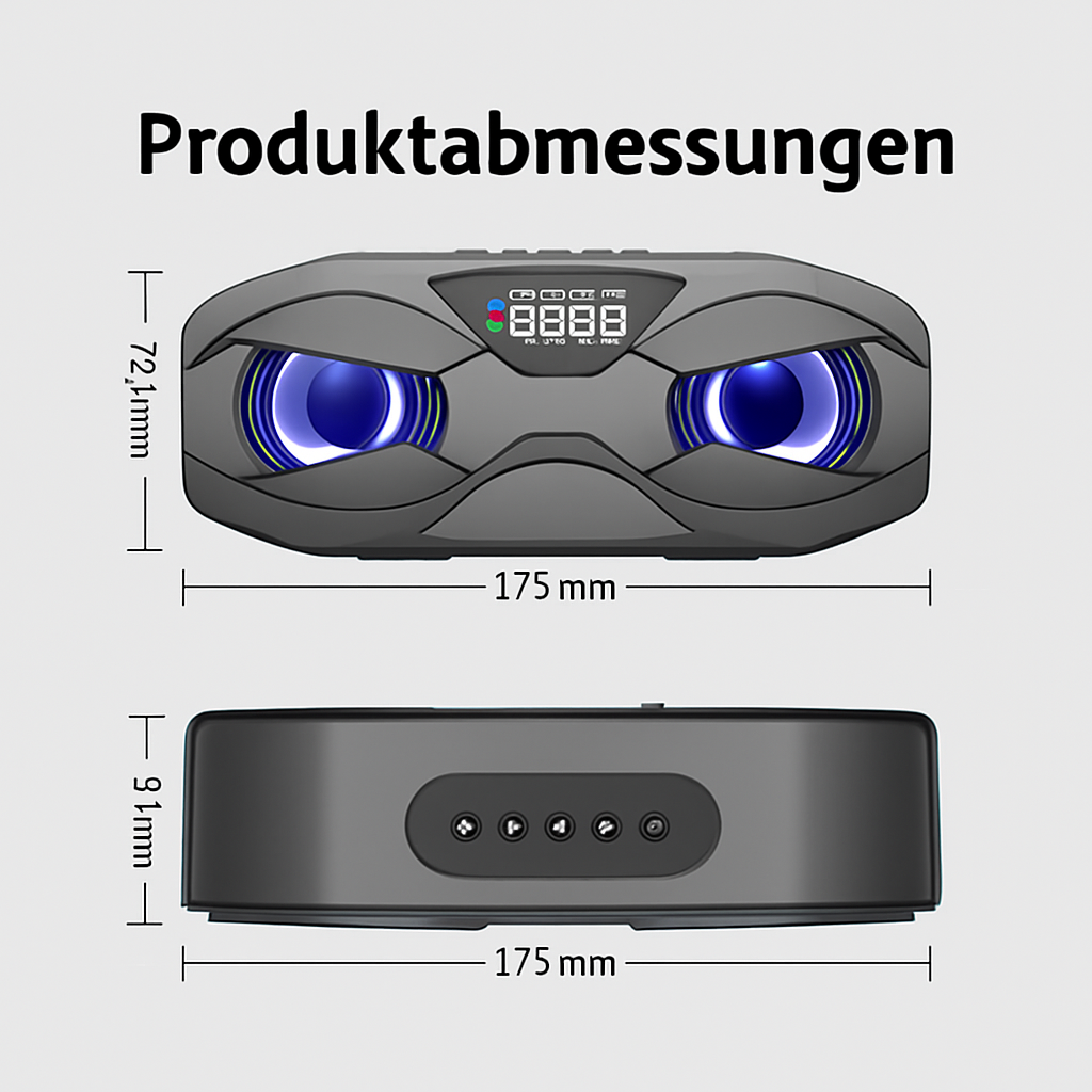 Stylischer Dual-Speaker mit LED-Effekt & starkem Bass – bis zu 10h Akkulaufzeit