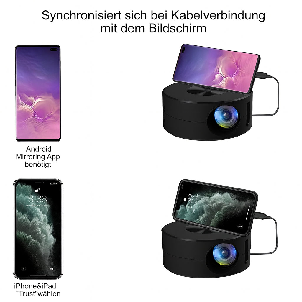 ELEX-BEAM-X1 Mini Beamer – Tragbarer LCD-Projektor, 100" Display