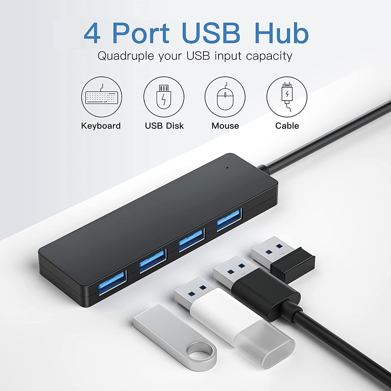 4-Port USB Hub Datenhub Verteiler Dockingstation USB 3.0 LED MacBook Laptops