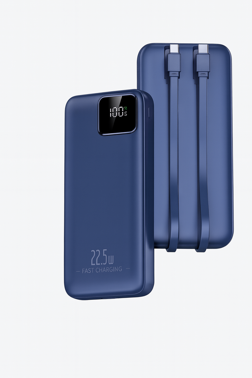 22,5W Powerbank 20.000–30.000 mAh mit LED-Display & integrierten Kabeln