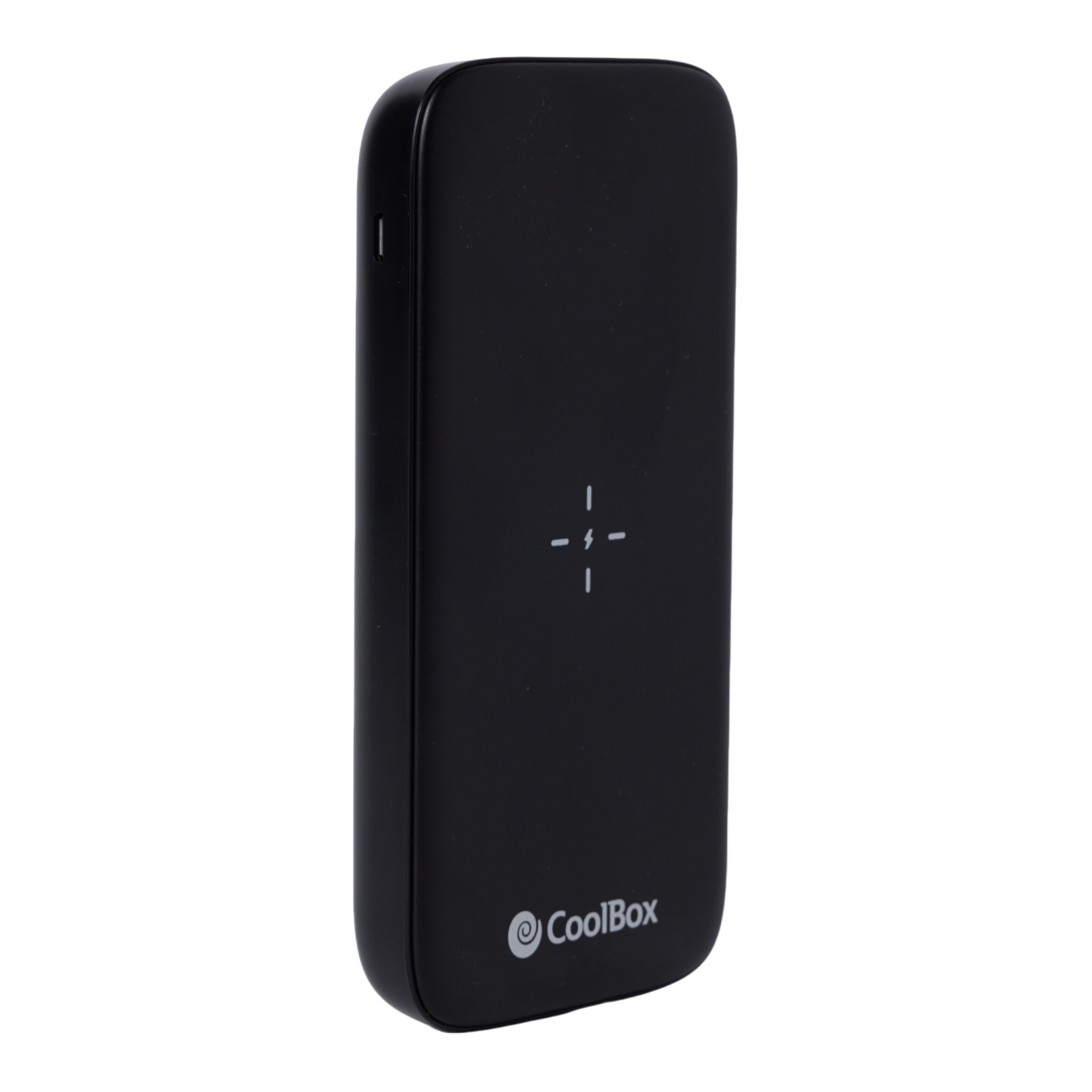 Powerbank 10000mAh Seitenansicht schräg kompaktes Design Schwarz