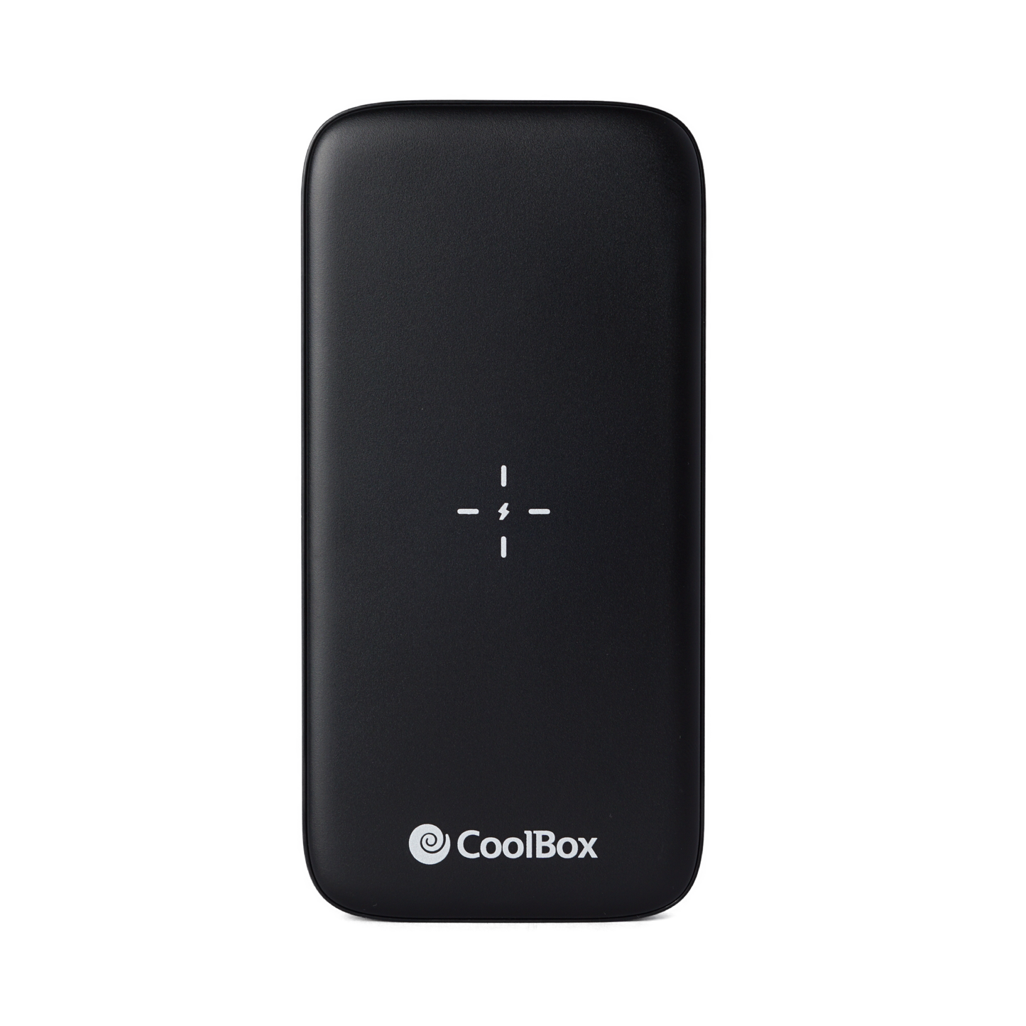 Powerbank 10000mAh Vorderseite mit Qi-Symbol Schwarz