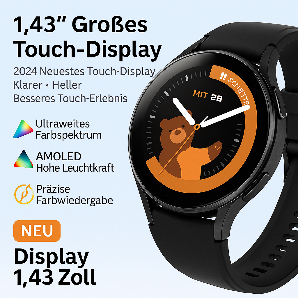 Ultra Smartwatch AMOLED 1.43 Zoll Always-On AI GPT Anruf 100 Sportmodi Gebetszeiten IP68