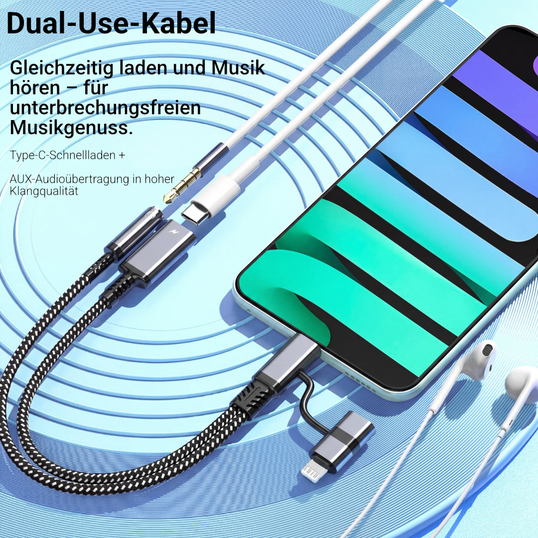 USB-C auf 3,5mm Klinke Adapter mit Ladefunktion