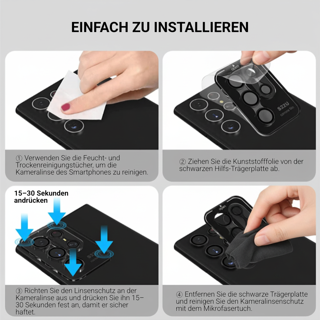 Kamera-Objektivschutz für Samsung Galaxy S22/23/24 Alu-Ring + Glas
