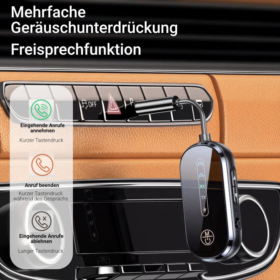 Bluetooth 5.3 Audio Adapter 2-in-1 Sender Empfänger TV PC Flugzeug AUX