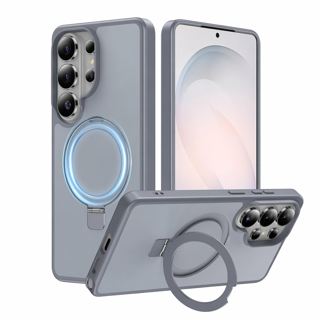 Magnetische Hülle mit Ringständer für Samsung Galaxy – Matt, Stoßfest